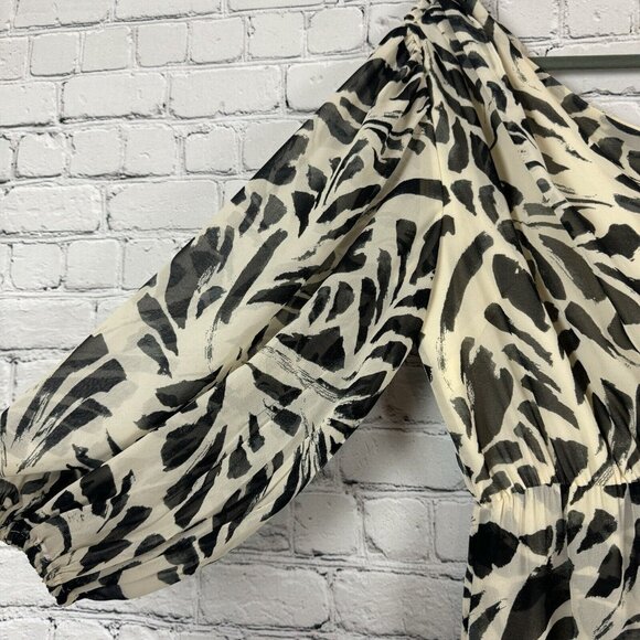 Alexis x Target Botanical One Shoulder Black White Ruffle Chiffon Dress Women S - Picture 9 of 12